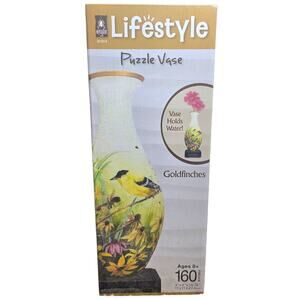 Be Puzzled Lifestyle Gold finches 3D Plastic Puzzle Flower Vase 160 Pieces Stand